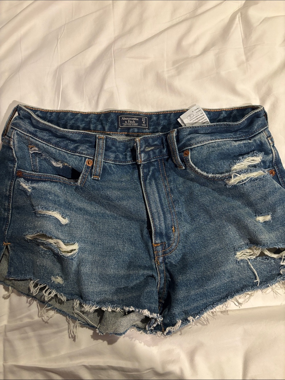 Abercrombie & Fitch Blue Distressed Denim Jean Shorts